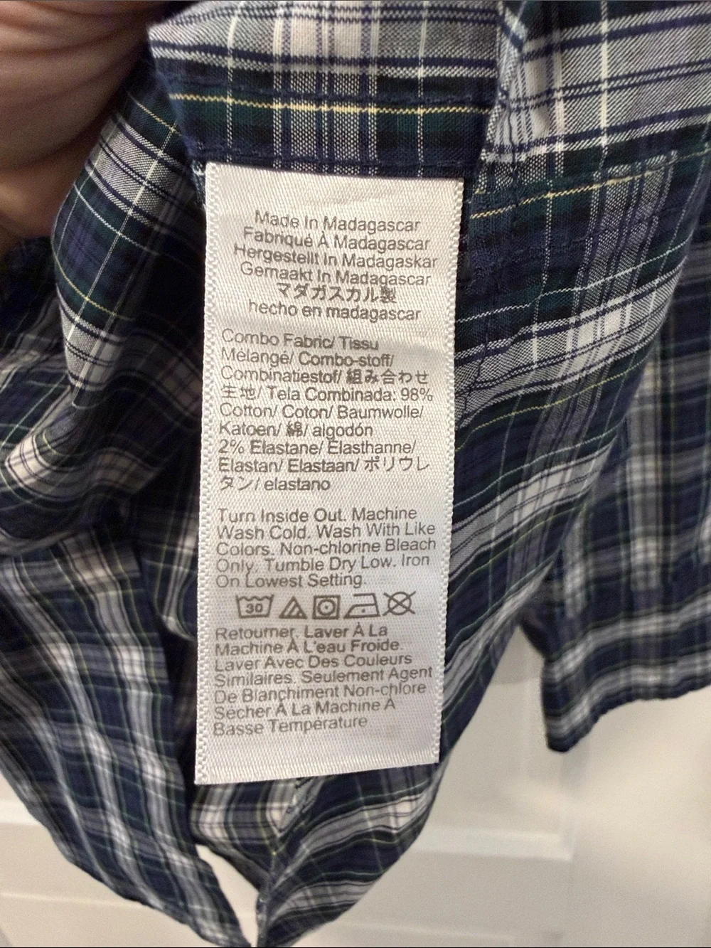 J.Crew Classic Flex Washed Plaid Shirt Navy Green Size L